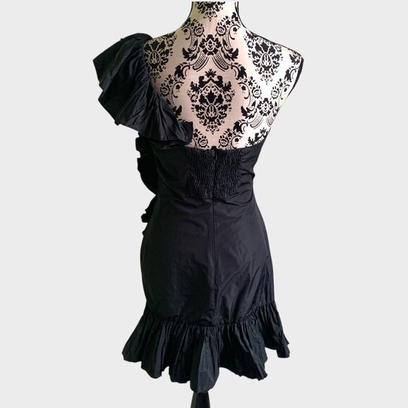 Zara Woman Black One-Shoulder Ruffle Mini Dress - Picture 6 of 10